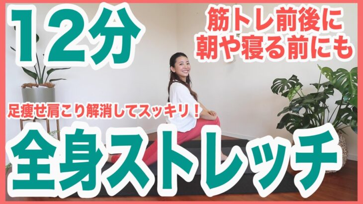 【全身ストレッチ】筋トレ前後に最適な１２分間の全身ストレッチ【ダイエット】＃家で一緒にやってみよう