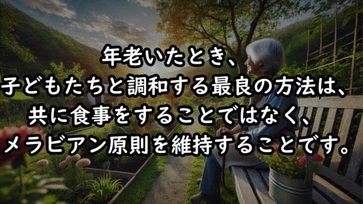 年老いたとき、子どもたちと調和する最良の方法は、共に食事をすることではなく、メラビアン原則を維持することです。#年金 #幸せ #人生 #老後の幸せ #深夜 #読書 #健康 #仏様 #人間の行い