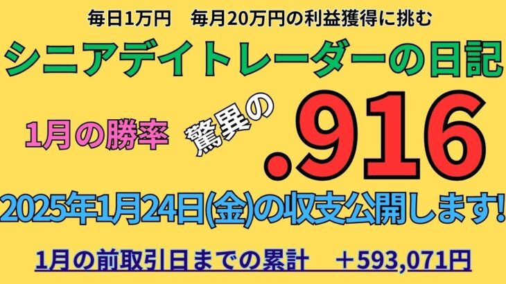 2025年1月24日　シニアデイトレーダーの日記「1日1万円のデイトレ収入で楽々年金生活」