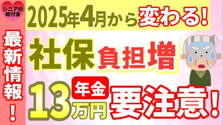 【最新情報】令和7年4月から年金の手取が変わる！後期高齢者医療保険！年金受給額13万円/月（153万円/年）は要注意！