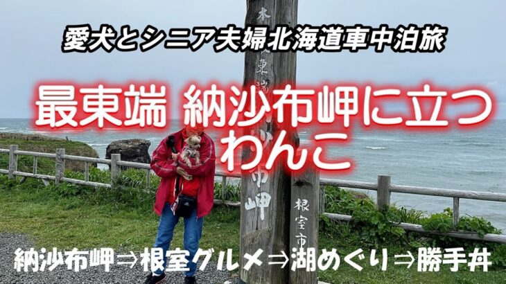 日本本土最東端に立つわんこ　シニア夫婦は北海道グルメ三昧