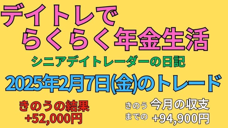 2025年2月7日　デイトレでらくらく年金生活　シニアデイトレーダーの日記