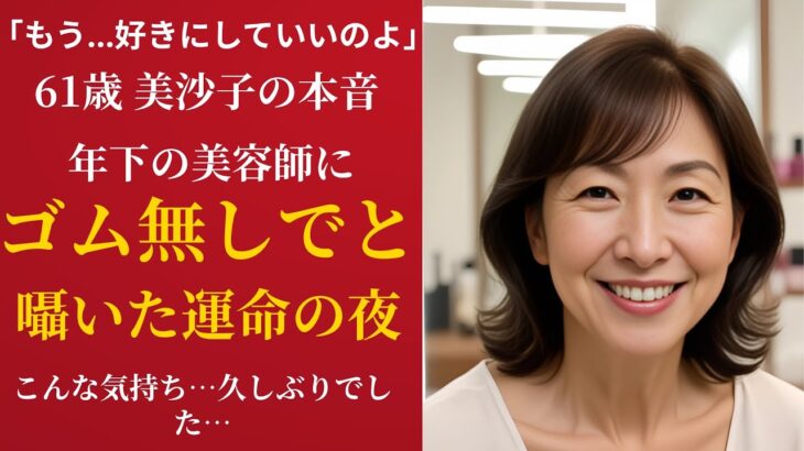 【シニア恋愛】「ゴムなしで…」60歳・専業主婦。あの一言が私の人生を変えた、美容院での運命の出会い【恋愛小説】