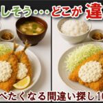 【間違い探しで脳トレ】シニアにおすすめ！美味しそうなグルメ料理画像で無料クイズ｜大人の脳活にも◎お腹がすいて食べたくなる難問