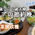 【yuuの家事ライフ】シニア年金生活、７９歳７６歳夫婦、シニアの節約晩ご飯、家庭菜園収穫