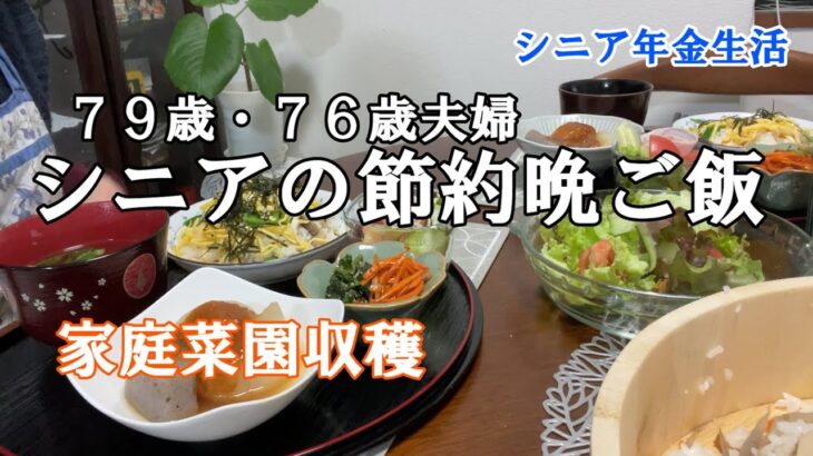 【yuuの家事ライフ】シニア年金生活、７９歳７６歳夫婦、シニアの節約晩ご飯、家庭菜園収穫
