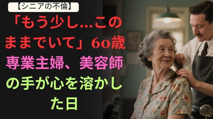 【シニア恋愛】「もう少し…このままでいて」60歳専業主婦、美容師の手が心を溶かした日   シニア恋愛