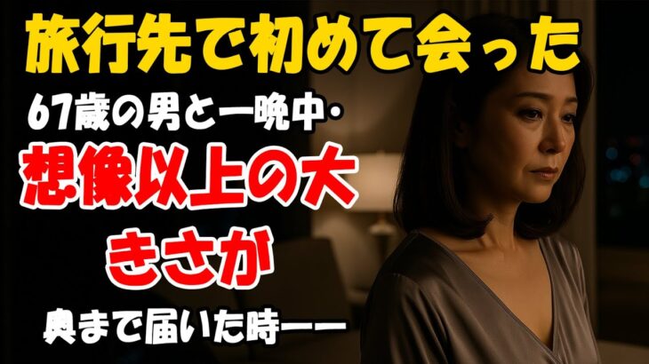 【シニア恋愛】旅行先で出会った67歳の男と一夜を共に…まさかの展開に息を呑んだ！