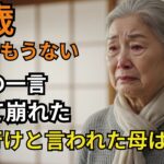 【85歳・独居女性】、年金を奪われ家族に追い出された。『「母さん、もう価値はないよ」と言われた日』【60代以上の方へシニア人生相談】【シニア恋愛】