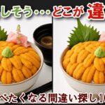 【間違い探しで脳トレ】シニアにおすすめ！美味しそうなグルメ料理画像で無料クイズ｜高齢者大人の脳活にも◎うに丼飯テロ難問編