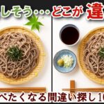 【間違い探しで脳トレ】シニアにおすすめ！美味しそうなグルメ料理画像で無料クイズ｜大人の脳活にも◎お腹がすいて食べたくなるざるそば難問
