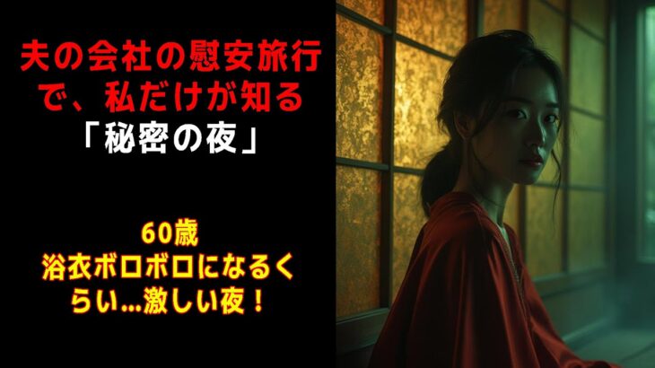 【シニア恋愛】 夫の会社の慰安旅行で、私だけが知る「秘密の夜」