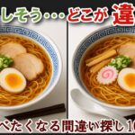 【間違い探しで脳トレ】シニアにおすすめ！美味しそうなグルメ料理画像で無料クイズ｜大人の脳活にも◎お腹がすいて食べたくなる醤油ラーメン難問編