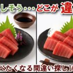 【間違い探しで脳トレ】シニアにおすすめ！美味しそうなグルメ料理画像で無料クイズ｜大人の脳活にも◎お腹がすいて食べたくなるまぐろのお刺身難問編