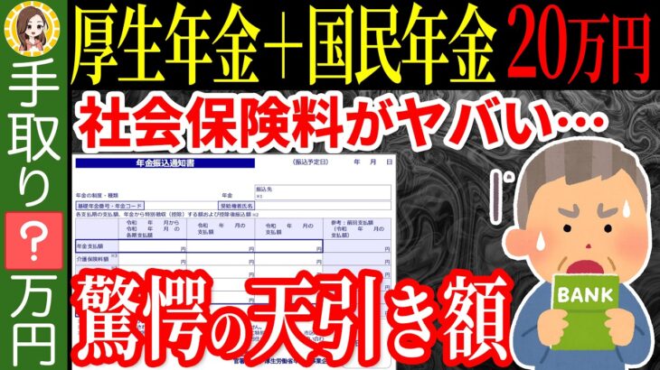 【2025年7月最新版】年金月20万円は社会保険料がこんなに天引きされる!?結局振り込まれるのは〇〇万円【年金手取り額】