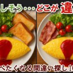 【間違い探しで脳トレ】シニアにおすすめ！美味しそうなグルメ料理画像で無料クイズ｜大人の脳活にも◎お腹がすいて食べたくなる難問オムレツ編