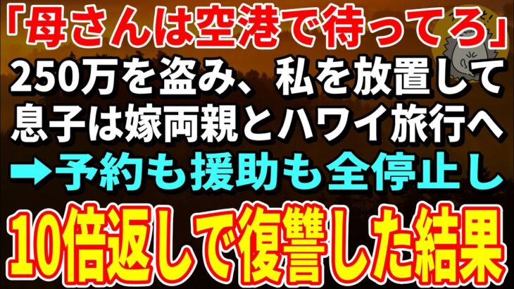 【スカッとする話】ハワイ旅行当日、私を空港に置き去りにして嫁両親だけ連れて行く息子夫婦。予約を全キャンセルし10倍返しで復讐してやりました【朗読】【シニア】