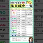 2025年6月最新版! 知らなきゃ損!?携帯料金一覧 #スマホ #格安sim #比較 #ギガ #通信費 #節約 #スマプラ #shorts
