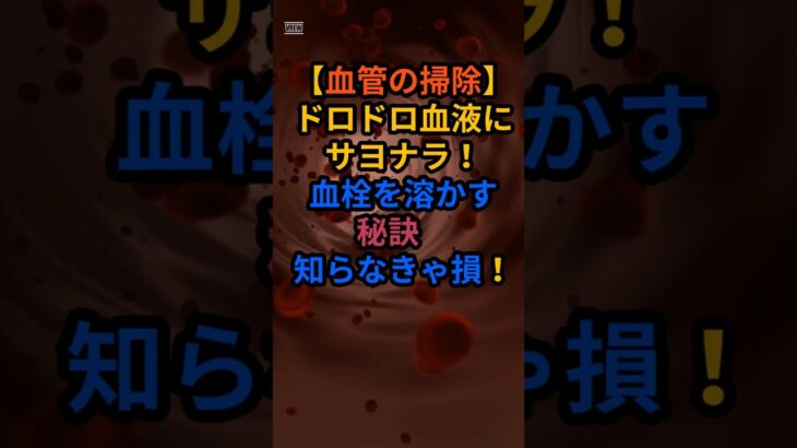 ＃「ドロドロ血液にサヨナラ！血栓を溶かす秘訣」＃「【血管の掃除】動脈硬化を防ぐ食べ物3選」 #シニアの健康情報
