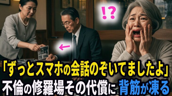 本妻の言葉「ずっとスマホの会話のぞいてましたよ」60過ぎてまさかの不倫の修羅場とその代償 背筋が凍りましたそして…#シニア#朗読#健康#人生