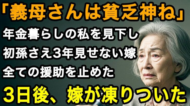 74歳女性実話「まるで貧乏神ね」年金暮らしの私から金をむしり取ったあげく、見下す嫁。初孫の顔すら見せない…静かに復讐した結果、嫁が泣きついてきた【60代以上の方へ/老後の幸せ/シニア】
