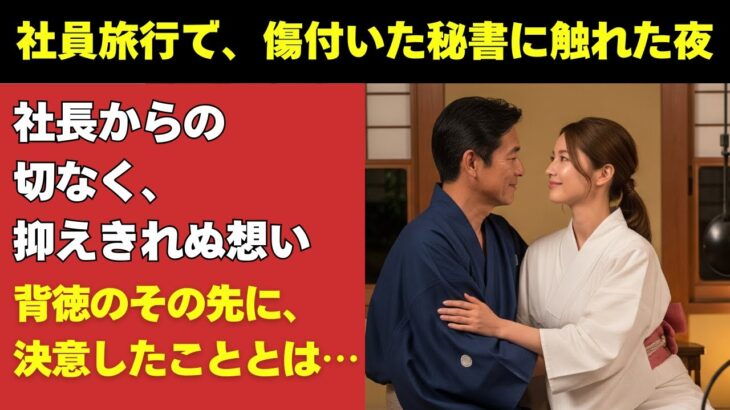シニア恋愛】社員旅行で、傷付いた秘書に触れた夜──背徳のその先に、二人だけの決意