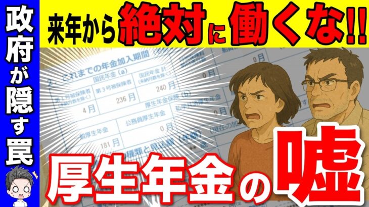 【政府は絶対教えない】来年から絶対働くな！「厚生年金の嘘！」まさか年金定期便が真実だと信じていませんか？【労使折半/社会保険料の闇】