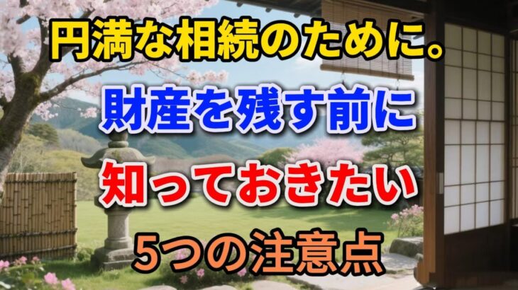 円満な相続のために。財産を残す前に知っておきたい5つの注意点 【めいひこ】 #老後の暮らし #シニアライフ #相続 #人間関係 #人生経験 #感動する話 #終活 #生き方