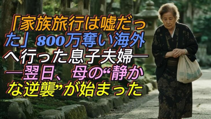 「家族旅行なんて嘘だった」私の口座から800万を奪い、義家族だけで海外へ行った息子夫婦──その翌日、私は“静かな逆襲”を始めた。