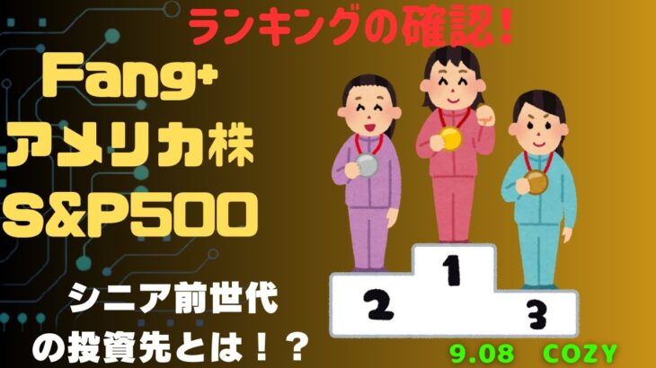 【Fang+アメリカ株・S&P500・新NISA】シニア前世代ランキング！変化はある？暴騰or暴落？9.08
