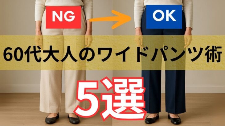 【シニアファッション】NG→OKで徹底解説！60代がすっきり見えるワイドパンツ術