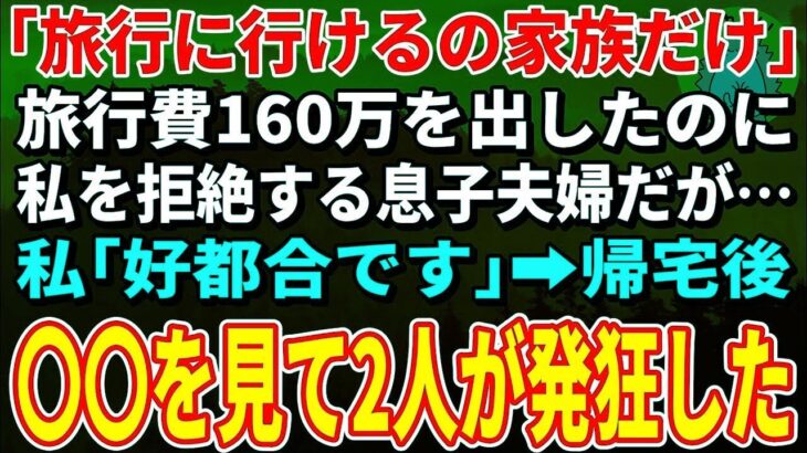 【スカッとする話】「旅行は家族だけで行く」と息子夫婦に突き放された私…笑顔で「むしろ助かるわ」→帰宅後に見た光景で二人が絶叫【朗読】【シニア】