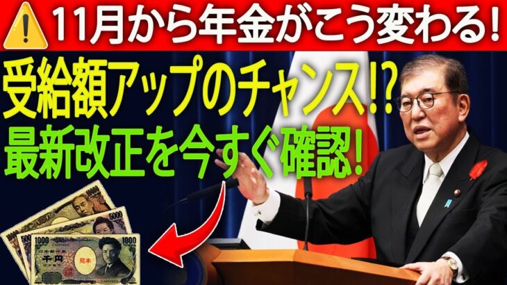 【速報】11月から年金がこう変わる！｜支給額アップ＆条件見直し｜受給者が必ず知るべき最新情報💥
