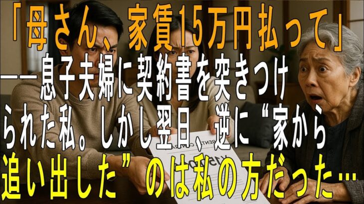 「同居するなら家賃月15万」息子夫婦に賃貸契約書まで用意された私。しかし翌日、逆に息子夫婦を追い出してやりました。だって私は…【60代以上の方へシニアライフ】
