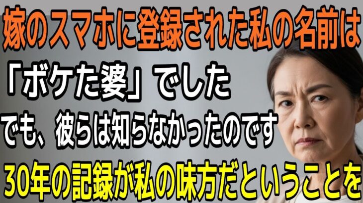 嫁のスマホに登録された私の名前は「ボケた婆」でしたでも、彼らは知らなかったのです30年の記録が私の味方だということを [シニア人生劇場]