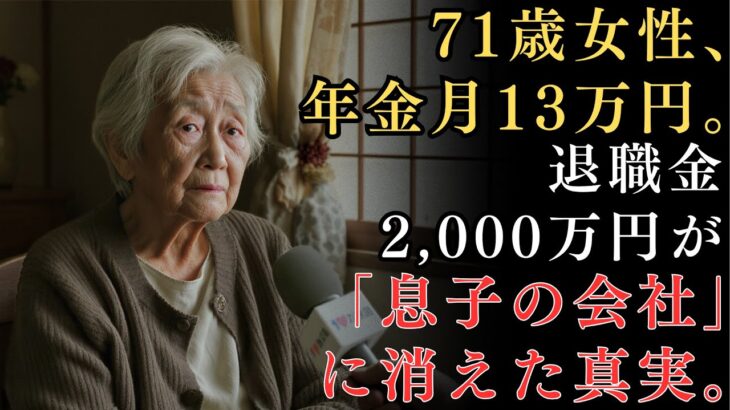 【老後の知恵】71歳女性、年金月13万円、退職金2,000万円が「息子の会社」に消えた真実。