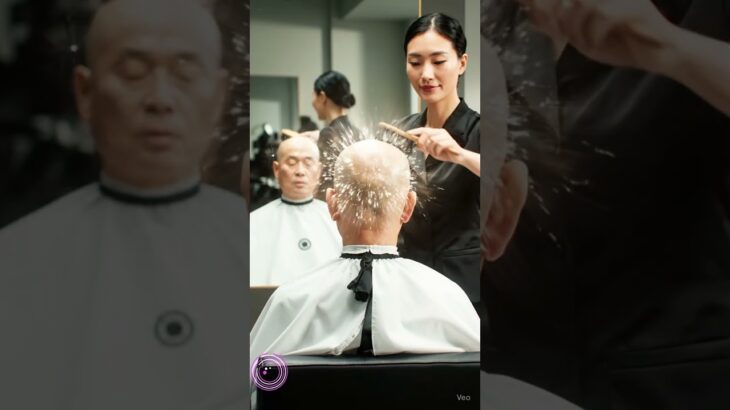 魔法の美容室Magic Hair Salon#おじいちゃん #シニア変身 #笑顔の瞬間 #かわいいおじいちゃん #若返り#魔法の美容室  #ブラシで変身 #AIヘアスタイル #shorts