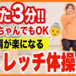 【高齢者OK】3分で首や肩が楽になる!! 全身の血流がアップするストレッチ体操【膝がいたくてもOK!!】