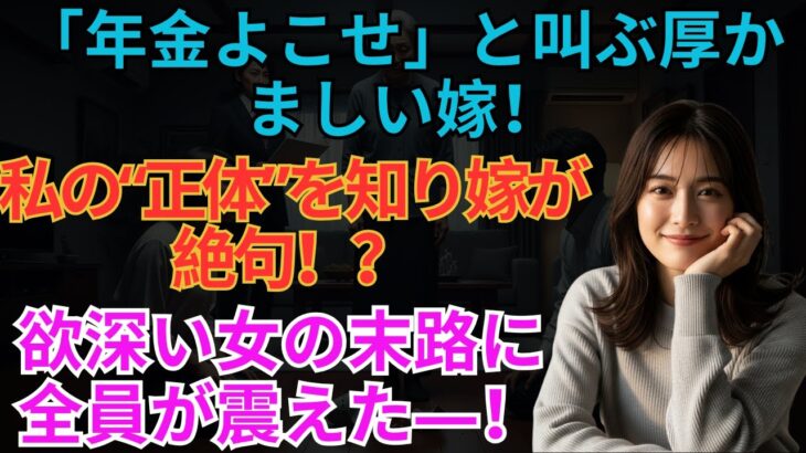 【スカッとする話】「年金、全部ちょうだい!」と笑う息子嫁――年金口座を奪おうとした女の末路…私の“正体”を知った瞬間、嫁が絶叫した【朗読】【シニア】