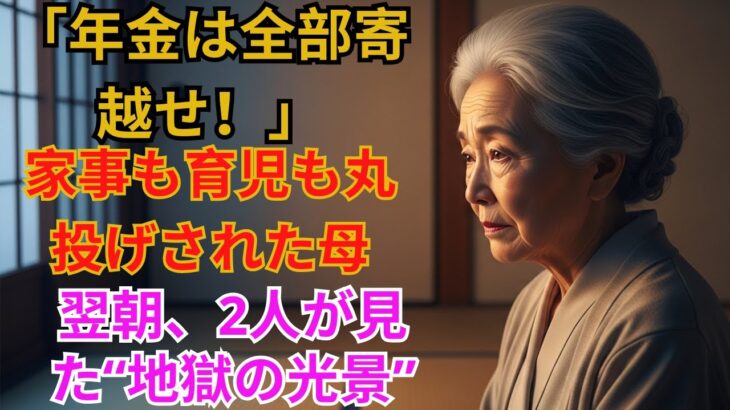 【シニアライフ】「年金は全部寄越せ！」私を“家政婦扱い”する息子夫婦。その夜、私は笑って家を出た——翌朝、彼らが目にした“地獄の現実”とは？【60代以上の方へ】