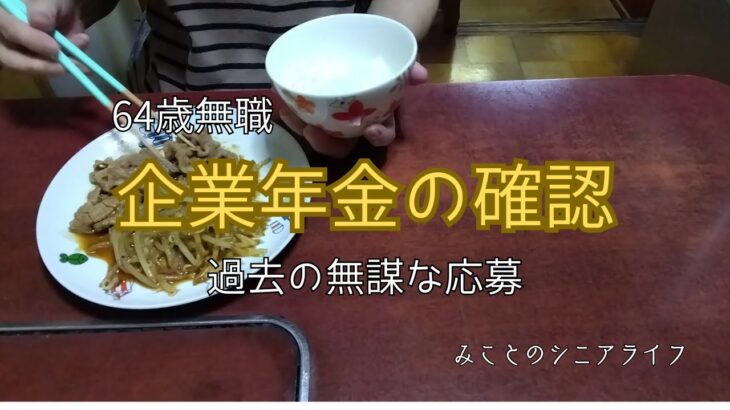 【60代姉弟二人暮らし】64歳無職／企業年金の確認／過去の無謀な応募