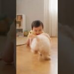 かわいい赤ちゃんと子犬のラブラブ #shors