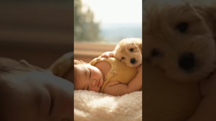 かわいい赤ちゃんと子犬のラブラブ #shors