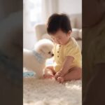 かわいい赤ちゃんと子犬のラブラブ #shors