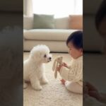 かわいい赤ちゃんと子犬のラブラブ #shors