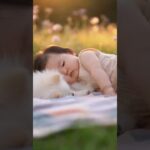 かわいい赤ちゃんと子犬のラブラブ #shors