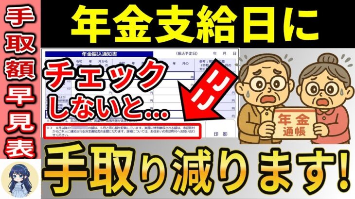 ˚⊱🪷⊰˚【12月中に絶対確認しろ】年金支給日に手取りが変わる人！年金振込通知書を見ても誰も気づかない仕組みと年金手取額早見表˚⊱🪷⊰˚