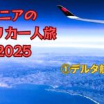 シニアのアメリカ一人旅  2025  ①デルタ航空８便で西海岸沿いにサンフランシスコ上空からロサンゼルス国際空港へ到着