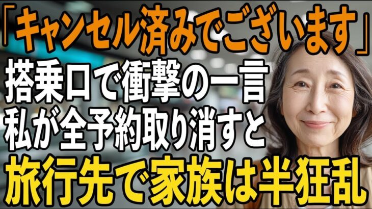 「お客様の航空券はキャンセル済みです」家族旅行で私を置き去りに、義両親だけ連れる息子夫婦。私が空港を去ると→旅行先の”全予約キャンセル”で、全員青ざめる【シニアライフ】【60代以上の方へ】