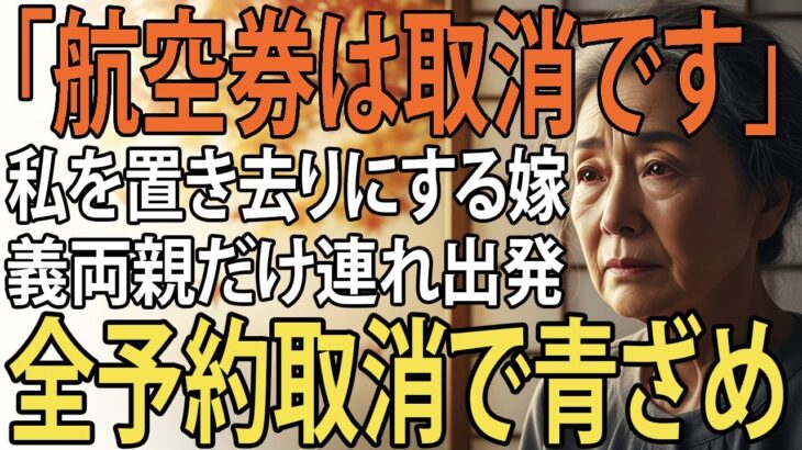 お客様の航空券はキャンセル済みです 家族旅行で私を置き去りに、義両親だけ連れる息子夫婦。私が空港を去ると 旅行先の 全予約キャンセル で、全員青ざめる【シニアライフ】【60代以上の方へ】